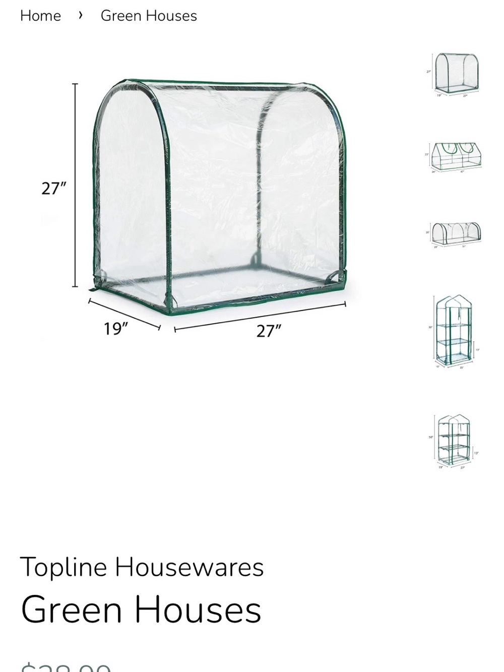 Portable Mini Greenhouse - Clear with Green Trim